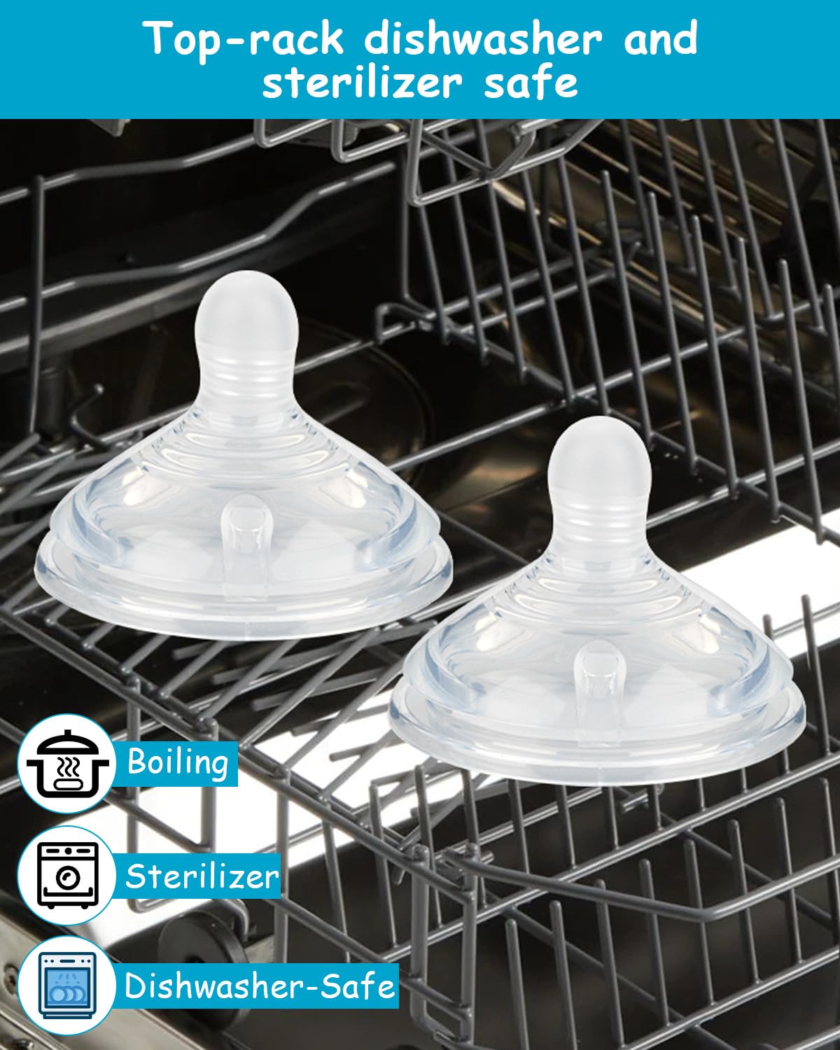 Silicone Nipple (M) for Tommee Tippee Natural Start Anti-Colic Baby Bottles, Medium Flow, 3m+, 4 Count