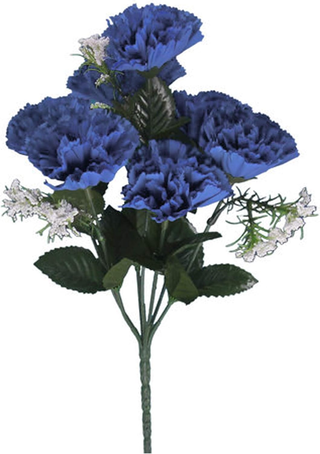 royal blue artificial silk carnation 7 heads flowers bush bunch grave