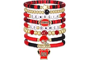 ANGLESJELL Football Bracelets for Women College School Team Game Day Bracelets Stack Football Mom Accessories Essentials Gear Cheer Mom Gifts