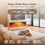 INMOZATA 60inch Electric Fireplace 3-Side Glass Recessed/Freestanding with 9 view 5