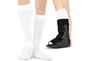 BraceAbility Walking Boot Sock Liners – (1 Pair) Replacement Medical Tube Socks for Under Orthopedic, Air CAM Walkers, Fracture Boots, and Surgical Foot Cast Shoes for Men or Women (Tall White)