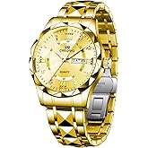 Credrio Watch for Men Stainless Steel Waterproof Diamond Business Dress Analog Quartz Luminous Date Two Tone Luxury Casual Wrist Watch
