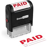 ExcelMark Paid with Check and Date - Self-Inking Rubber Stamp - A1539 Red Ink