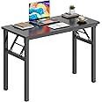 DlandHome Folding Desk Small Desk 31.5 inches Small Computer Desk for Home Office Folding Table Writing Table for Small Spaces No Assembly Required Black & Black Frame