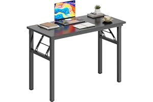 DlandHome Folding Desk Small Desk 31.5 inches Small Computer Desk for Home Office Folding Table Writing Table for Small Spaces No Assembly Required Black & Black Frame