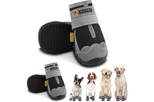 Hcpet Dog Shoes for Large Dogs, Waterproof Dog Booties for Small Medium Dogs, Anti-Slip Dog Boots & Paw Protectors for Hot Pavement Winter Snow Hiking with Reflective Straps Black Size 2
