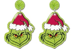 INLOLLY Geinch Earrings for Women Girls Teens, Glitter Acrylic Geinch Earrings Geinch Accessories for Christmas Parties. Geinchmas Christmas Geinch Party Favors 2023, Suit for Geinch Costume Geinch Gifts