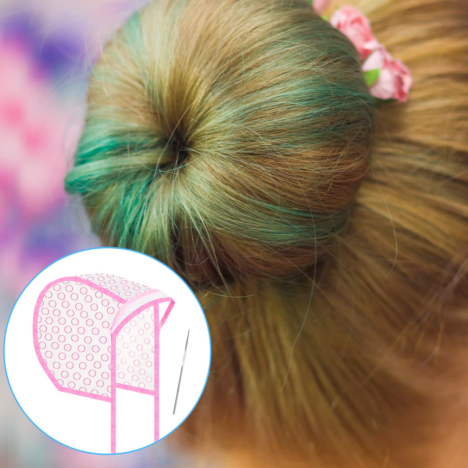 Boao 3 Sets Highlight Cap Sets, Highlighting Caps for Hair, Dye Bleach Cap With Hole And Hook, Dye Kit for Hair Frosting, Highlighting, Color Accessories (Assorted Colors)