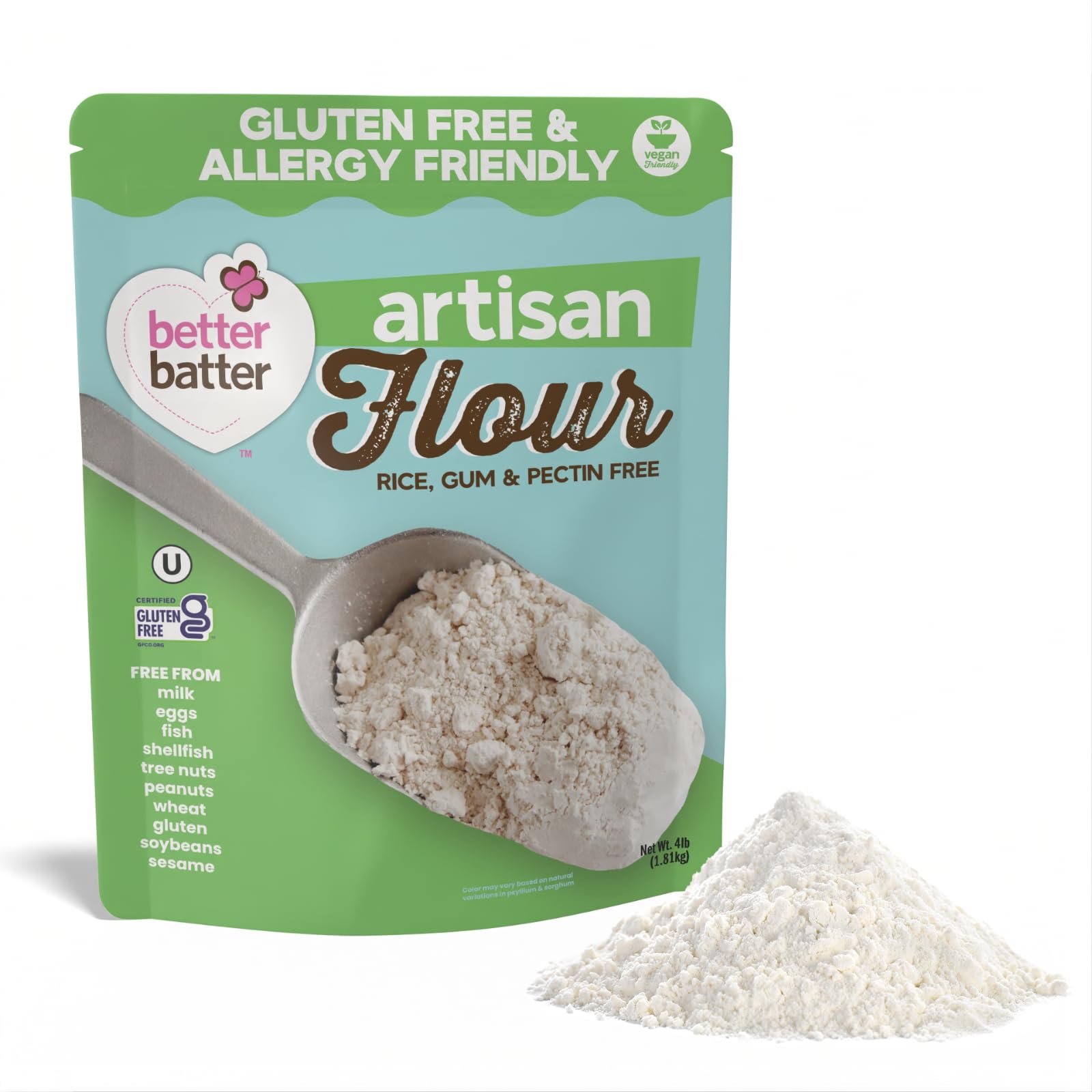 Photo 1 of ***BB 19/SEP/2026***Better Batter Gluten Free Bread Flour Blend 4lbs - Non-GMO, Organic, Vegan, Allergen Free, Kosher, Top 9 Free From Wheat, Dairy, Soy, Nuts, Egg, Sesame Cup-for-Cup, Mix Breads & Everyday Yeast Baking