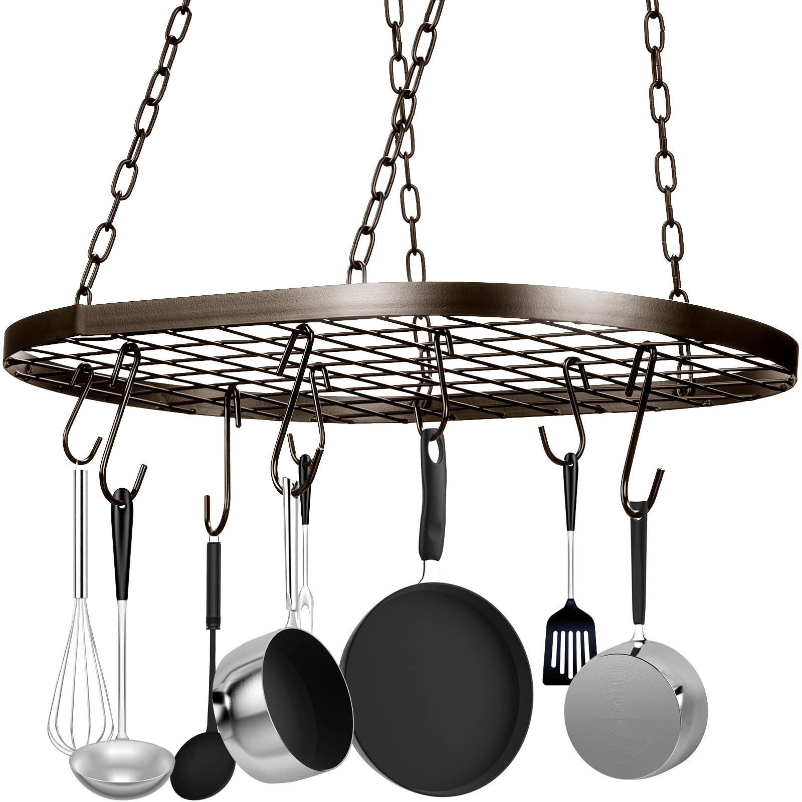 Photo 1 of 20 Inch Pots and Pans Organizer Hanging Rack Pot and Pan Organizer with 20 S Hooks for Home, Restaurant, Kitchen Cookware, Utensils, Books, Household(Bronze)