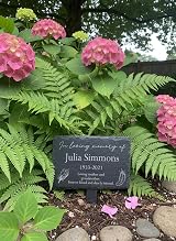 ukgiftstoreonline Personalised In Loving Memory Feathers Slate Marker Garden view 3