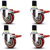 CasterHQ - 4" NSF Certified Total Locking Caster Wheel Set for Stainless Kitchen Prep Tables, Commercial Grade, Fits Hollow T