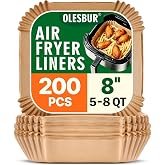 OLESBUR Air Fryer Liners Disposable, 200Pcs 8 Inch Airfryer Paper Liners, Unbleached Parchment Paper for Air Fryer Basket, No