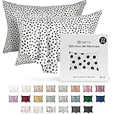 Tafts Silk Pillow Cases - 22mm 100% Pure Mulberry 6A Silk Pillowcase for Hair & Skin with Zipper Closure, Cooling, Natural, Organic, Double Sided Silk Pillow Case (Spot, Queen 20"x30", 2pc)