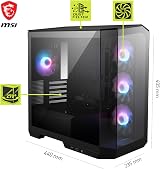 MSI MAG PANO M100R PZ Micro-ATX PC Case ARGB 4x120mm Hub GPU Stand view 3