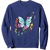 Women's butterfly shirt with flowers, fashion tee, gift idea Sweatshirt