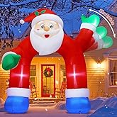 COMIN 11.8 FT Christmas Inflatables Santa Claus Arch Outdoor Decorations Shakable Hand Xmas Blow Up with Built-in LEDs for Party Yard Lawn Garden Indoor