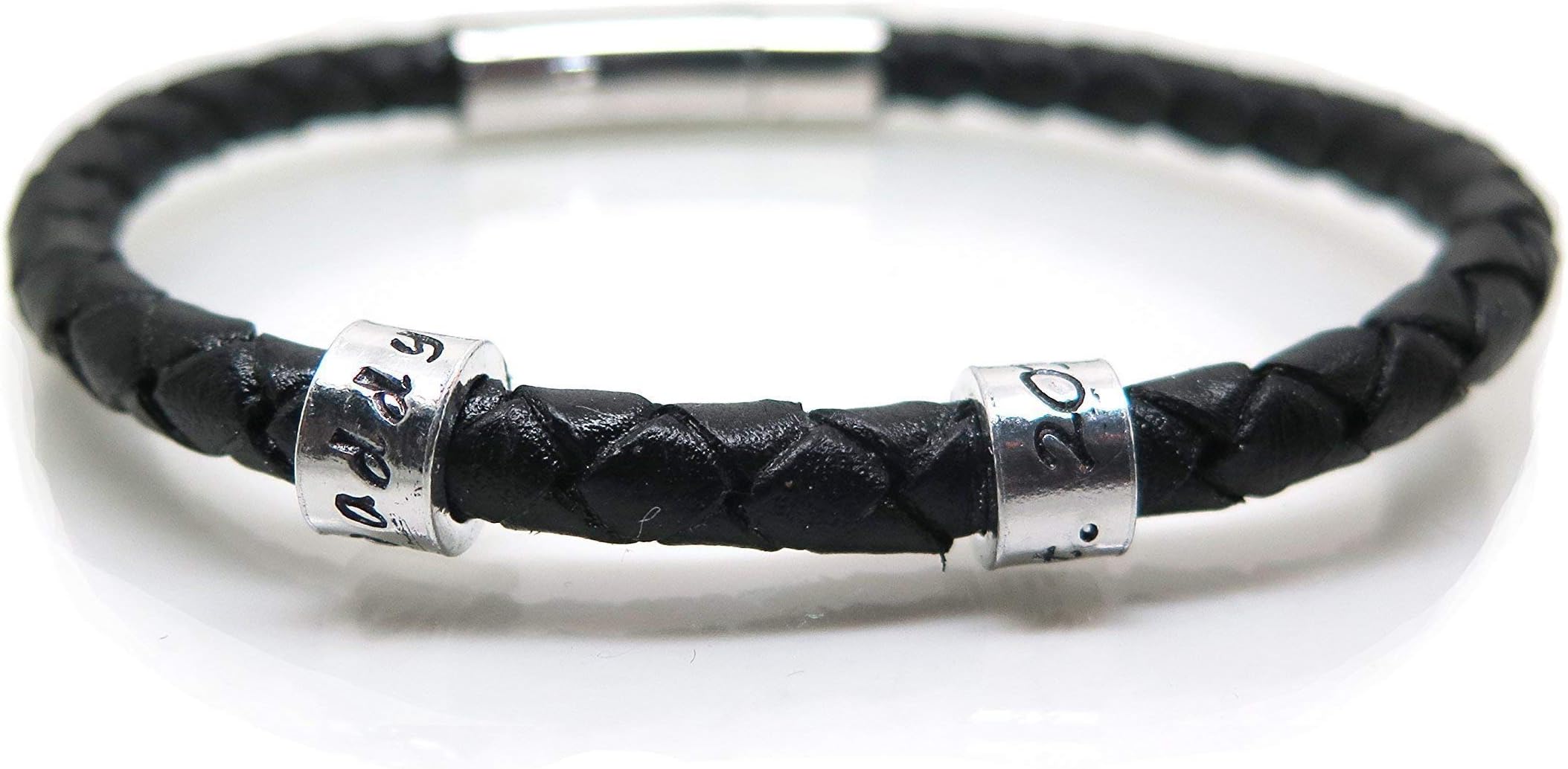 New Daddy Bracelet Black Leather Gift for Dad