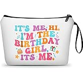 KONSOM Birthday Funny Gifts for Women Friend Fans Teen Sister Bestie Music Lovers Makeup Bag Its Me Hi Im the Birthday Girl Its Me