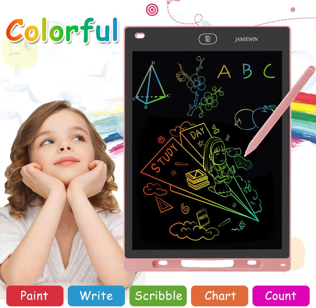 JAMIEWIN 12 Inch LCD Writing Tablet, Colorful Drawing Doodle Board for Kids, Toddler Drawing Pad Writing Board for Kids, Christmas Birthday Gifts Toys for Boys Girls Home Office Memo Pink: Computers & Accessories