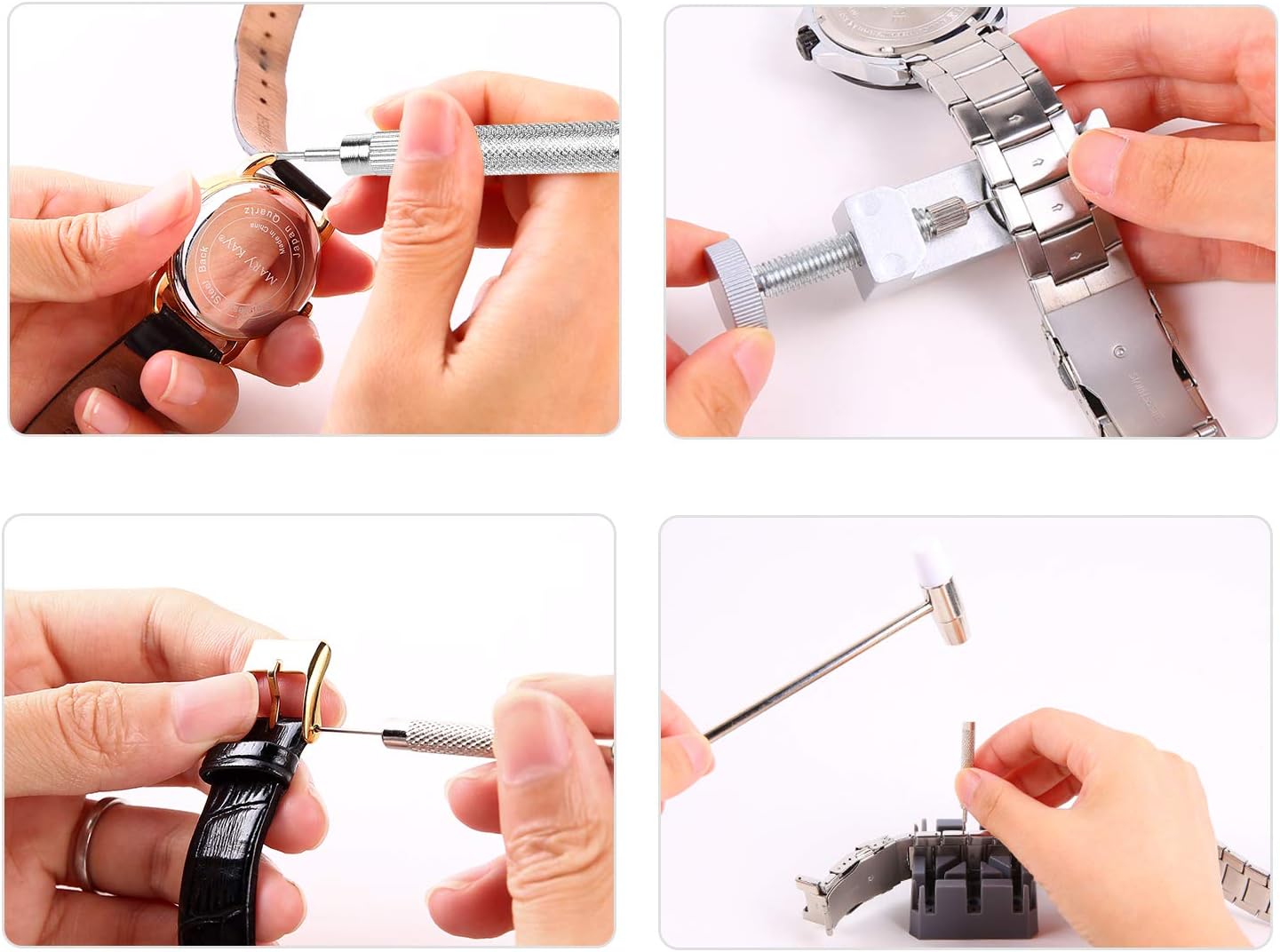 Watch Link Remover Kit, Ohuhu 142pcs in 1 Link Remover Repair Tool, Watch Band Strap Link Pin Remover with 3 Extra Pins, Spring Bar Tool Set with Extra 4 Tips Pins, 126PCS Extra Watch Band Link Pins: Home Improvement