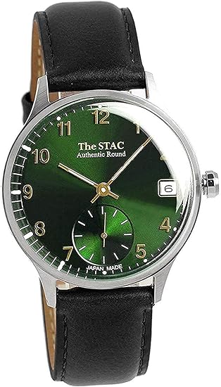 Amazon ザ スタック The Stac 日本製 国産 腕時計 ウォッチ 36mm クラシックグリーン ブラックベルト 牛革 アンティーク レトロ メンズ レディース ユニセックス レディース腕時計 腕時計 通販