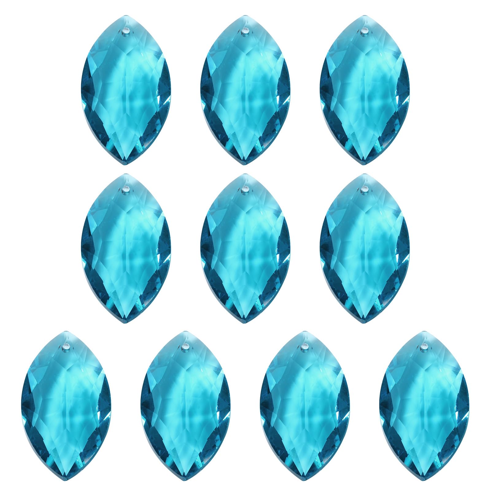 PATIKIL K9 Crystal Pendants Oval Beads, 10 Pack 38mm Chandelier Prisms Parts Hanging Beads DIY Lamp for Arts Crafts Decoration, Navy Blue