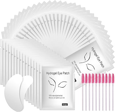 URAQT 50 Pairs Eyelash Extension Gel Pads Lint Free Under Eye Patches + 10