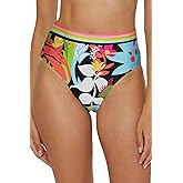 Trina Turk Women's Standard Tiki High Waisted Bikini Bottom, Floral Print, Cheeky Coverage, Swimwear Separates