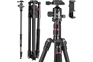 MACTREM 84" Camera Tripod, DSLR Tripod Heavy Duty for Travel, 360 ° Ball Head Professional Aluminum Tripod & Monopod with Carry Bag Compatible with Canon Nikon Binoculars Laser Telescope, 33lb Load