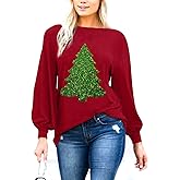 PESION Womens Casual Bishop Sleeve Blouse Boat Neck T-Shirts Tunic Tops