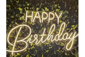 Happy Birthday LED Neon Signs Transparent Acrylic Lights Decor for Wedding Birthday Party Wall Home Bedroom Room Art Decorati