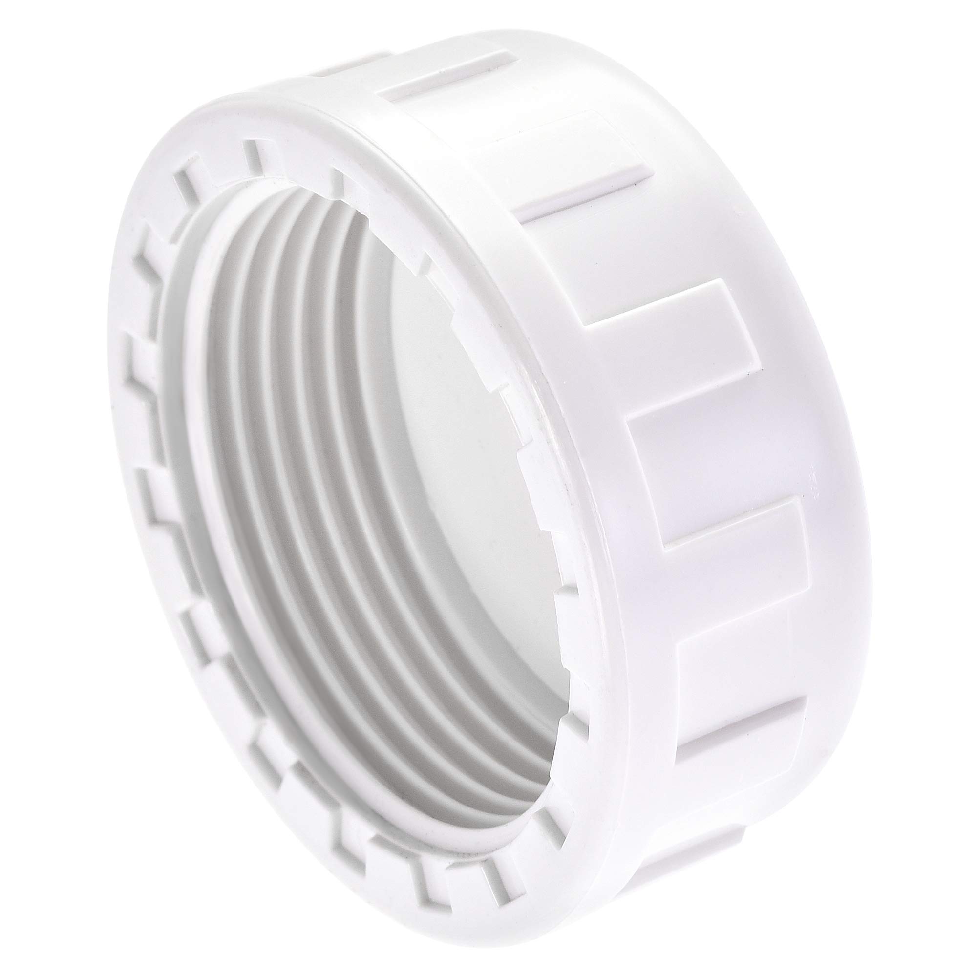 sourcing map 1-1/4PT Pipe Fitting Cap, PVC Round Female Thread Hose Connector, for Garden and Outdoor Water Pipes End, White