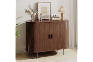 Buffet Sideboard Cabinet with Storage, 40" Fluted Cabinet with Sliding Door & Adjustable Shelf, Modern Accent Coffee Bar Cons