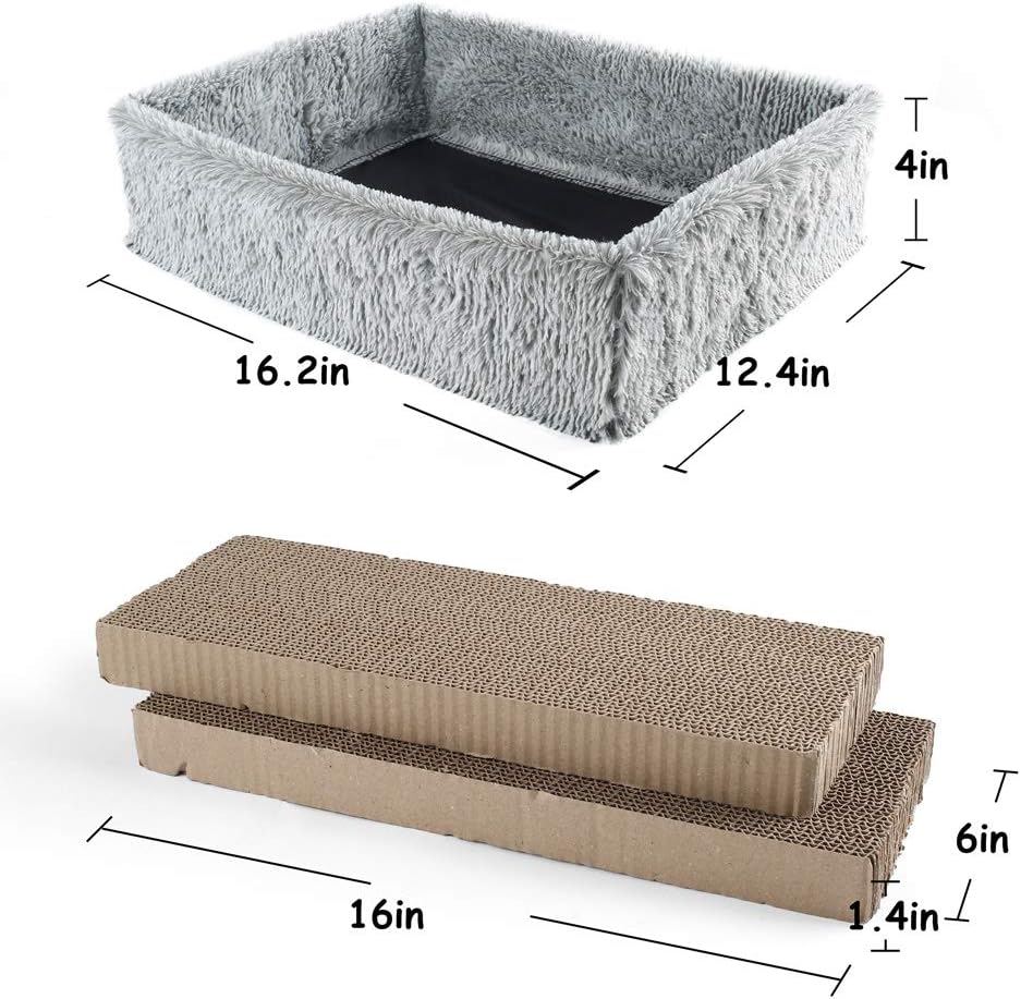 PrimePets 2 in 1 Cat Scratcher Lounge, Removable Cat Scratcher Carboard, Reversible Corrugated Cat Scratching Pads, Cat Scratch Sofa Bed Lounger, Catnip Included : Pet Supplies