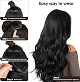 AliLeader Halo Hair Extension Transparent Wire 20 Inch Synthetic Wavy Dark Ash view 5