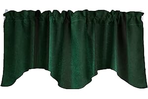 Zen Creative Designs Solid Stretch Velvet Scalloped Wave Window Valance Home Décor Bedroom Nursery Kitchen Window (Hunter Green)