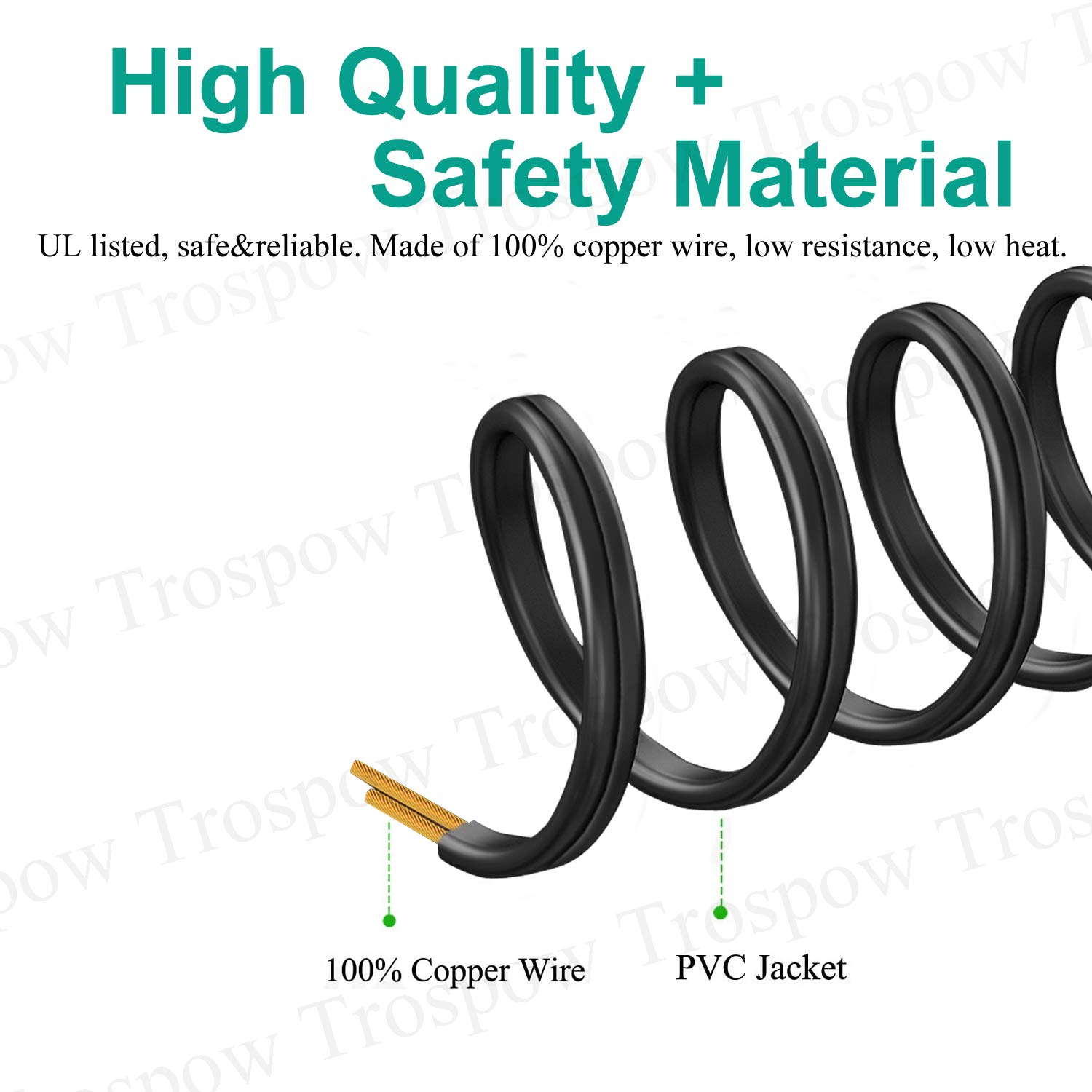8.2ft 2 Prong Figure D Power Cord Replacement for Brother Singer Janome Husqvarna Pfaff Baby-Lock Viking White Sewing Machine AC Power Cord Cable