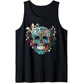 Colorful Mexican Skull Patterns Flowers Halloween Catrina Sleeveless Tank Top