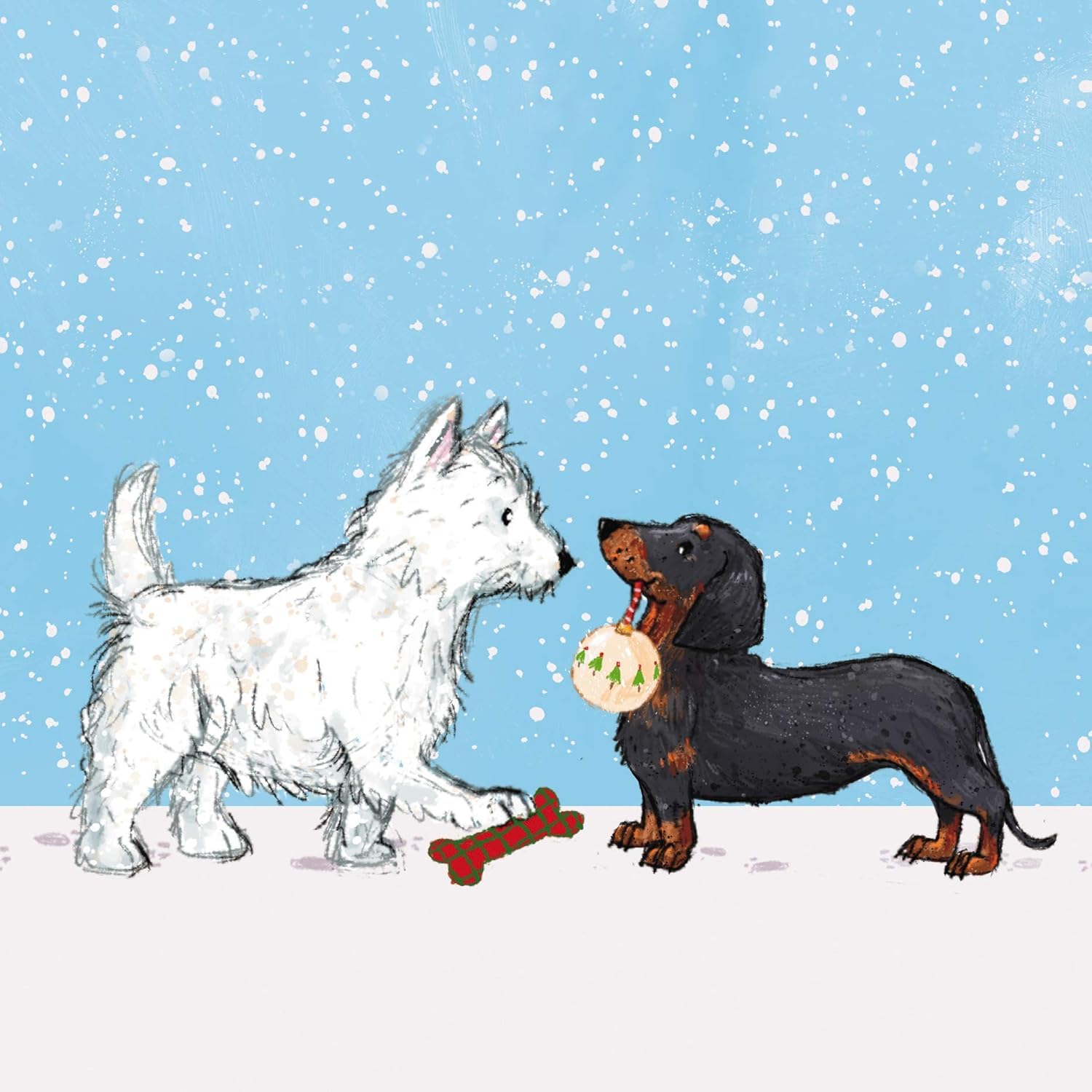 GBCC Charity Christmas Cards Pack of 8 - Charity Christmas Cards with a Snowy Westie and Dachshund Dog Design - Eco-Friendly Xmas Cards Multipack with Envelopes