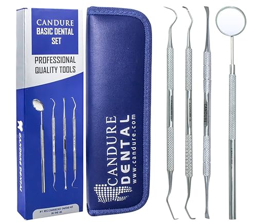 title=CANDURE® Set dentista da 4 pezzi- rimuovi tartaro, lima denti, specchio e