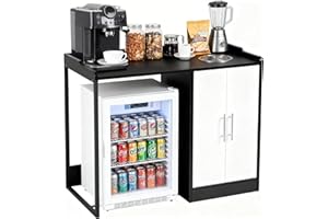 TooCust Coffee Station with Mini Fridge Space, Bar Cabinet with Trash Can Storage, Beverage Station with Flip Lid and Secure 