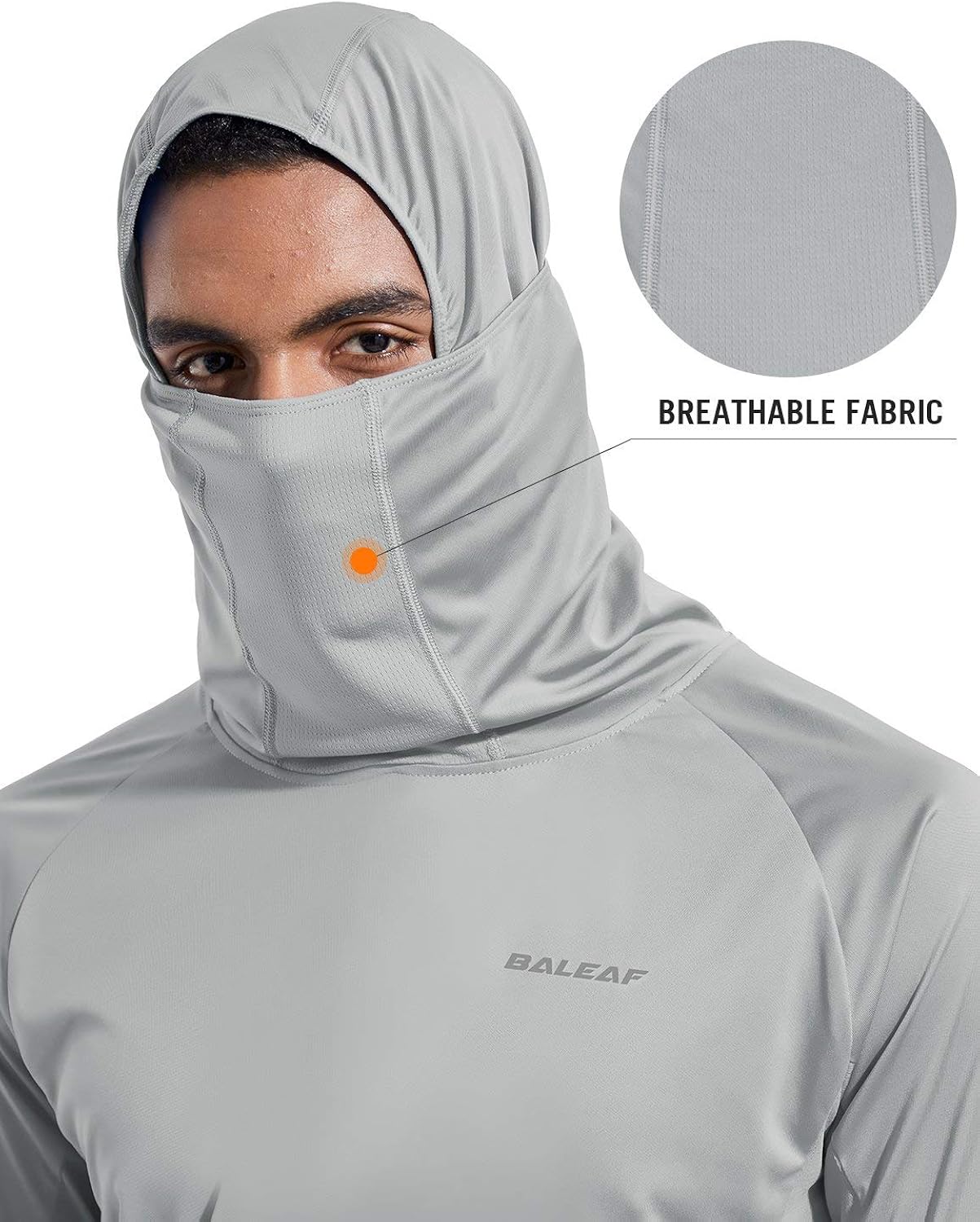 BALEAF Men's UPF 50+ Sun Protection Long Sleeve Shirts SPF Lightweight Fishing Running Thumbholes Hoodie Shirt: Clothing