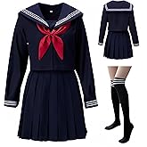 tsavnpk Japanese-style Sailor Uniform sailor suit three-piece set navy blue cosplay photography school uniform