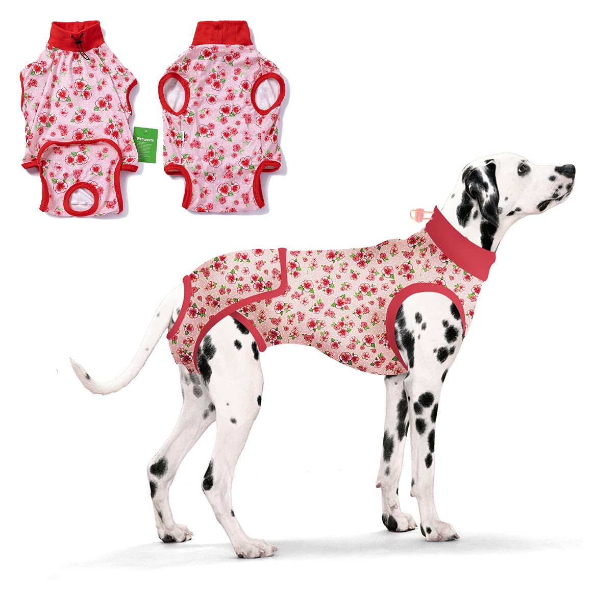 PetWarm Recovery Shirt for Dogs Cats, Pet Abdominal Wound Protection Anti-Licking, Easy for Potty Breaks with Diaper Pink