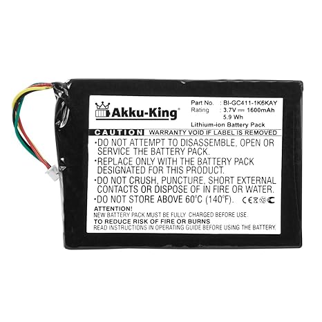 Akku-King Akku ersetzt Navigon BI-GC411-1K6KAY - Li-Ion 1600mAh - für 7210, 7310