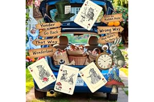 BRALEO Alice Trunk or Treat 15 Pcs Alice Party Decorations,Halloween Wonderland Trunk or Treat Car Decorations,Alice Party Decor Set,Wonderland Tea Party Decor,Vintage Style Wall Art Paper Sticker Set