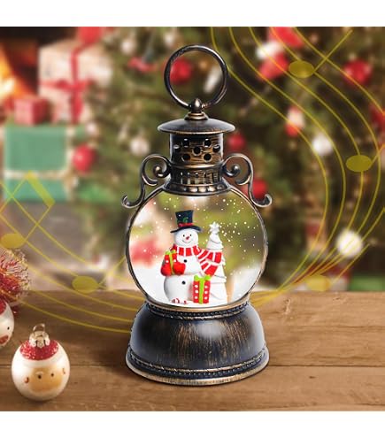 Christmas Snow Globe With Dogs & Snowman – Musical, Color-Changing, Battery-Operated Holiday Decor
