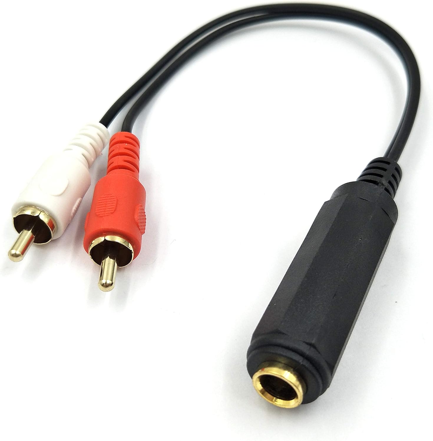 Poyiccot RCA to 1/4 Adapter Cable, 6.35mm 1/4 inch TRS Stereo Jack Female to 2 RCA Male Plug Y Splitter Adapter Cable 25cm/10inch (635F-2RCAM): Home Audio & Theater