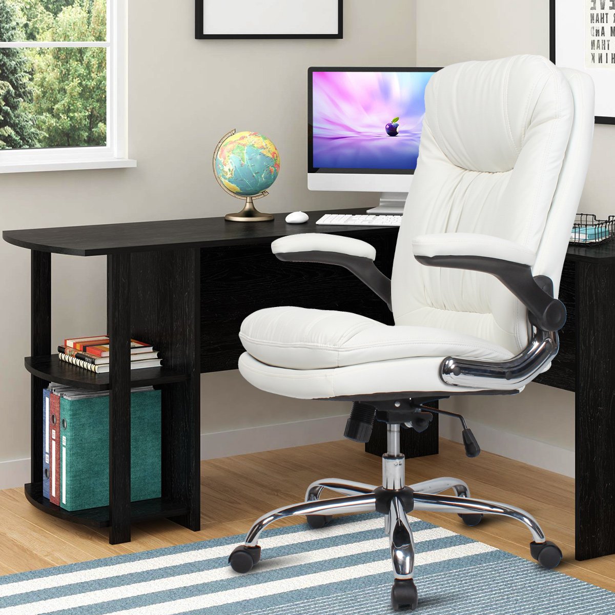 YAMASORO Ergonomic Office Chair With FlipUp Arms And Comfy Headrest PU
